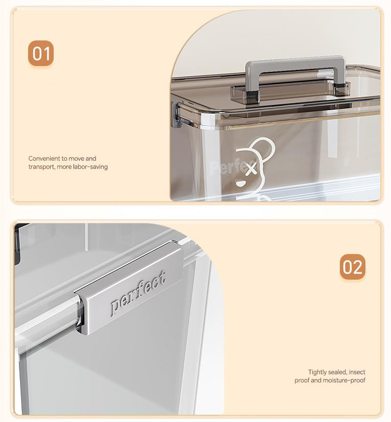 Chic Transparent Storage Box with Built-in Handle 1003