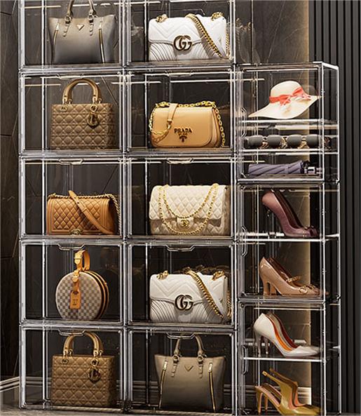 Advantages of acrylic shoe boxes with magnetic attraction: bags, shoes, and hand-me-downs can be displayed perfectly!